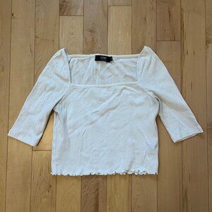 pointelle square neck top